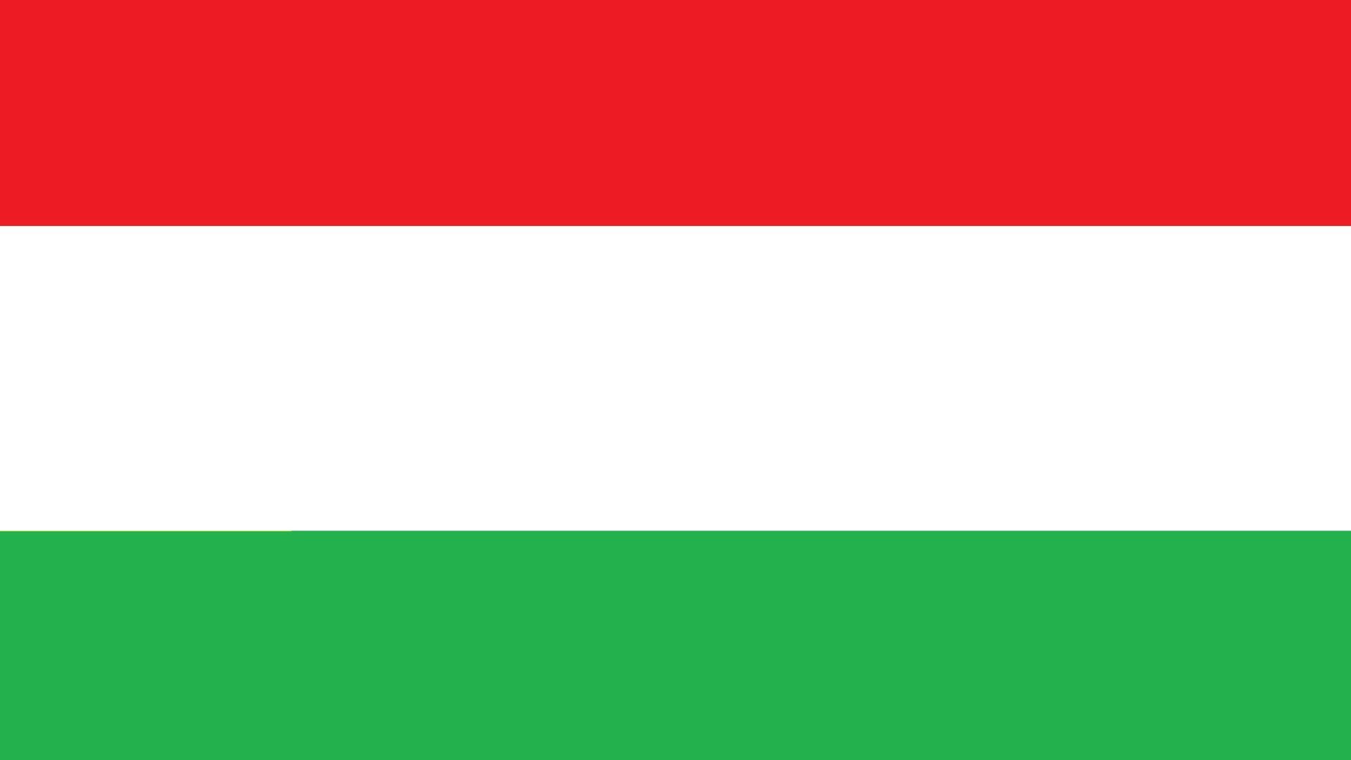 A bandeira da Hungria é uma tricolor horizontal de vermelho, branco e verde. A cor vermelha simboliza 'força', o branco simboliza 'fidelidade' e o verde simboliza 'esperança'.