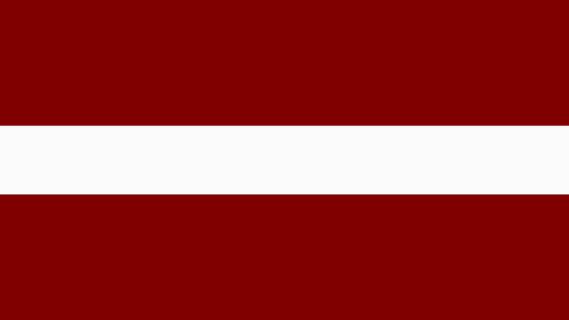 A bandeira da Letônia possui duas cores: vermelho e branco. Ela é dividida em 3 faixas, sendo a faixa superior vermelha, a do meio branca e a inferior, vermelha também.