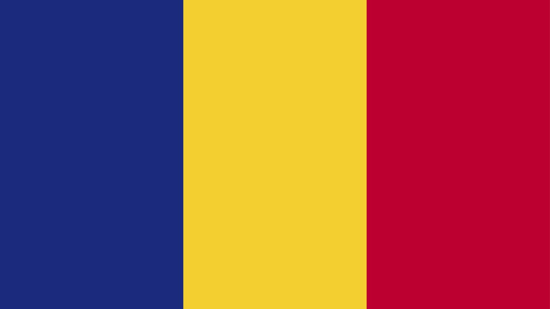 A bandeira da Romênia é composta por três listras verticais iguais, nas cores azul, amarelo e vermelho.
