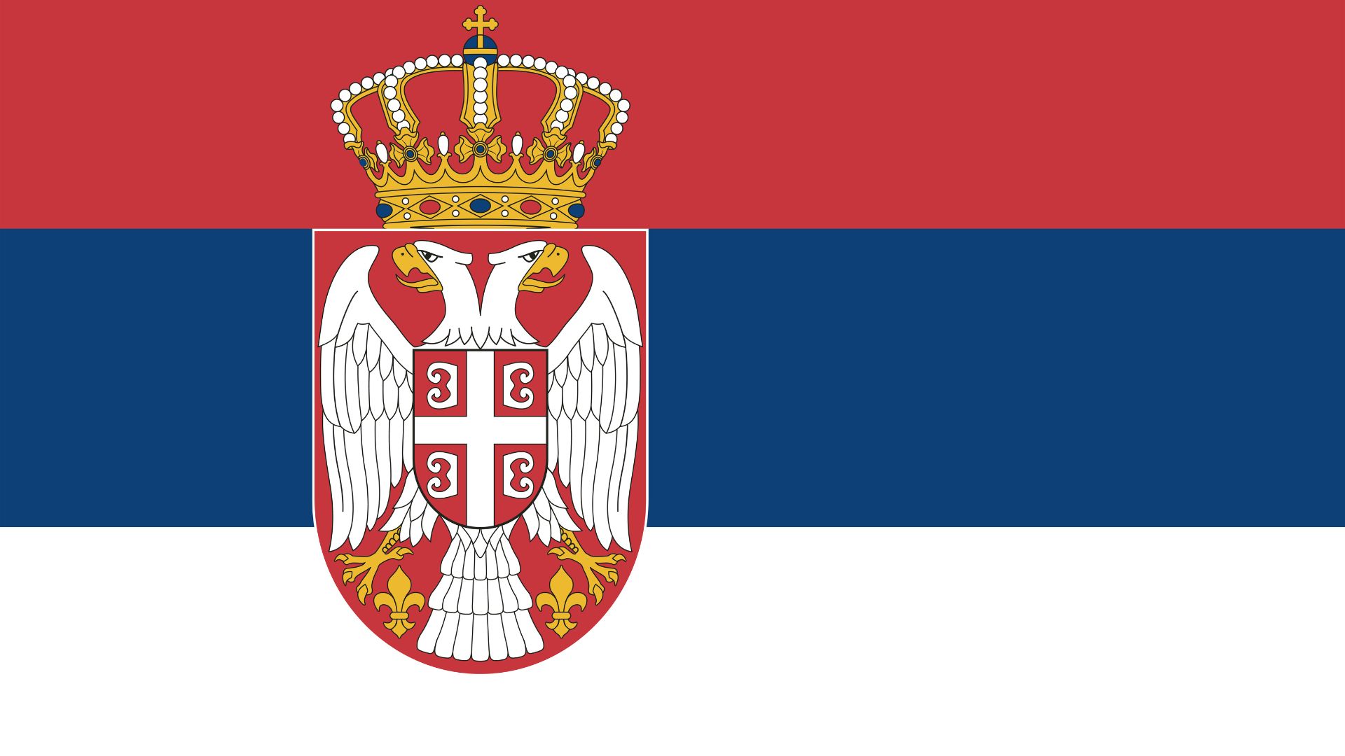 A bandeira da Sérvia é tricolor com as cores pan-eslavas. Ela consiste de três faixas horizontais iguais, vermelho no topo, azul no meio e branco em baixo.