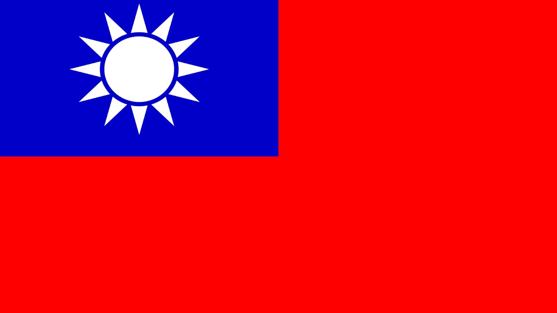 A bandeira do Taiwan  possui três cores: vermelho, azul e branco.
