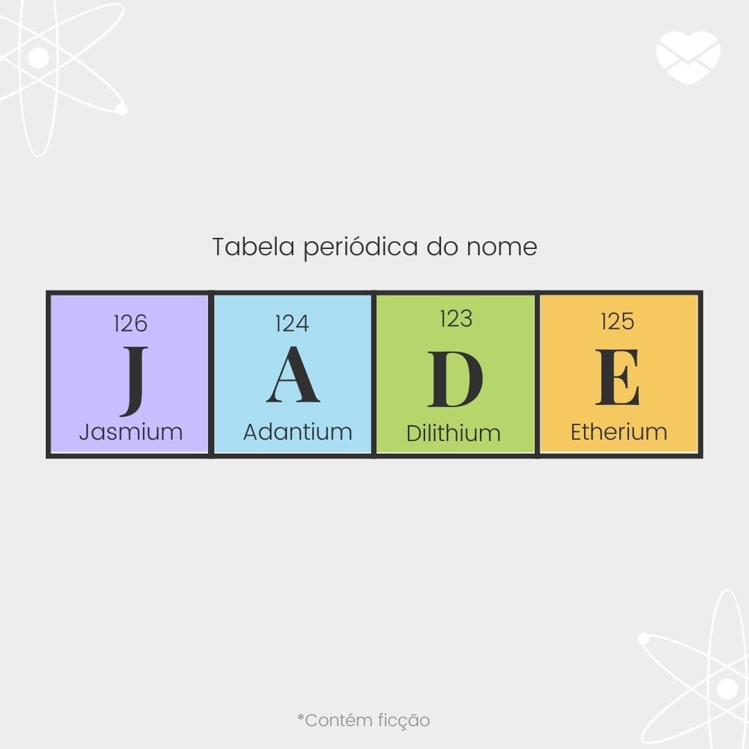 'O significado do nome Jade: jasmium, adantium, dilithium e etherium' - Significado do nome Jade
