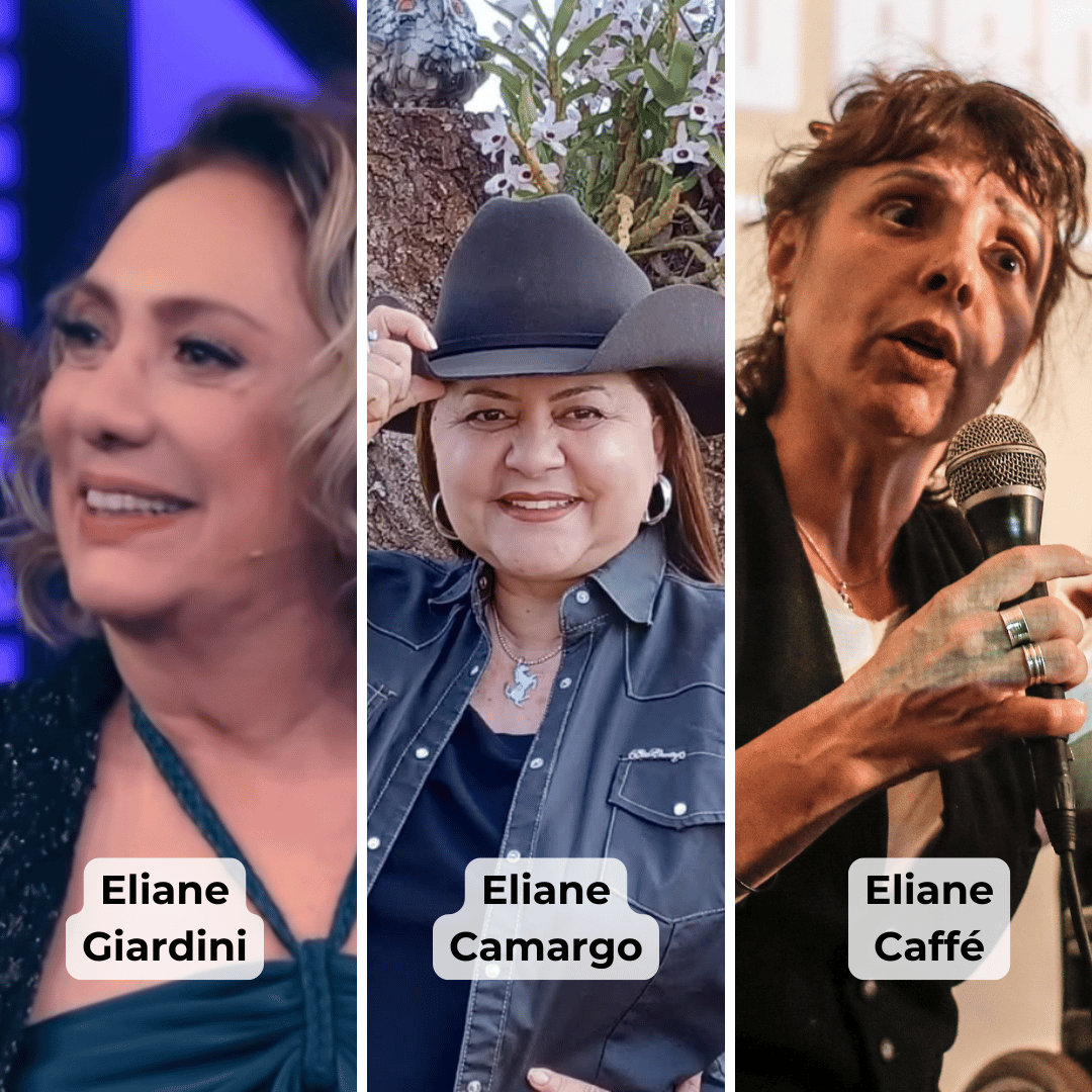 Montagem com fotos de Eliane Giardini, Eliane Camargo e Eliane Caffé respectivamente.