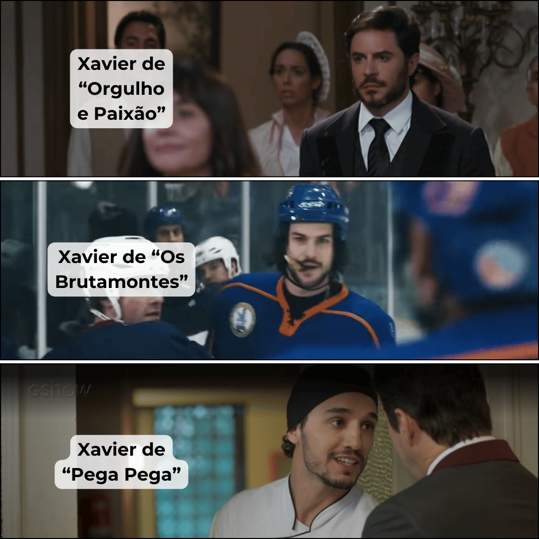 Montagem com fotos dos atores Ricardo Tozzi, Marc-André Grondin e Pedro Cassiano.