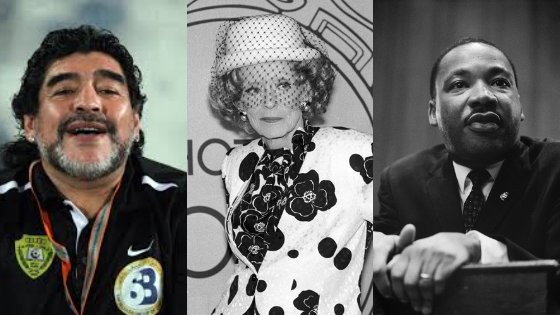 Diego Maradona, Bette Davis e Martin Luther King