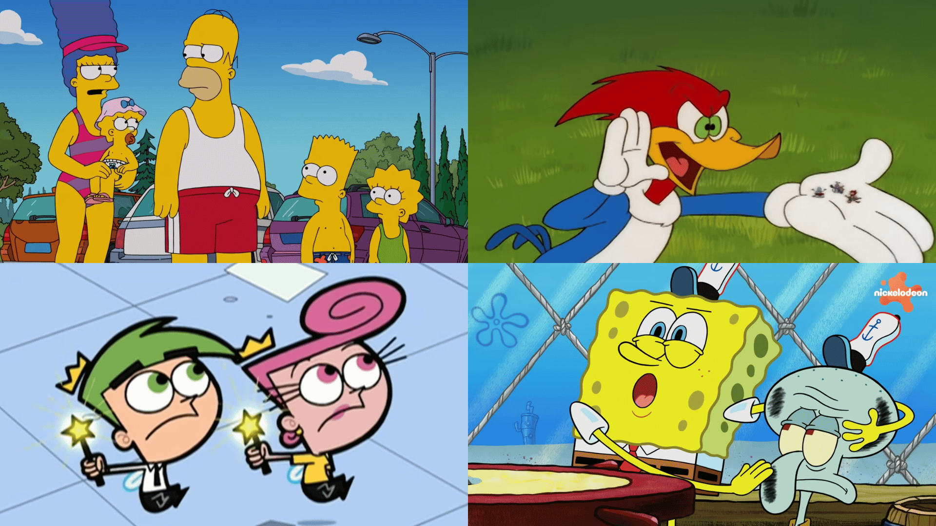 Os Simpsons, Pica-Pau (desenho), Os Padrinhos Mágicos e Bob Esponja.
