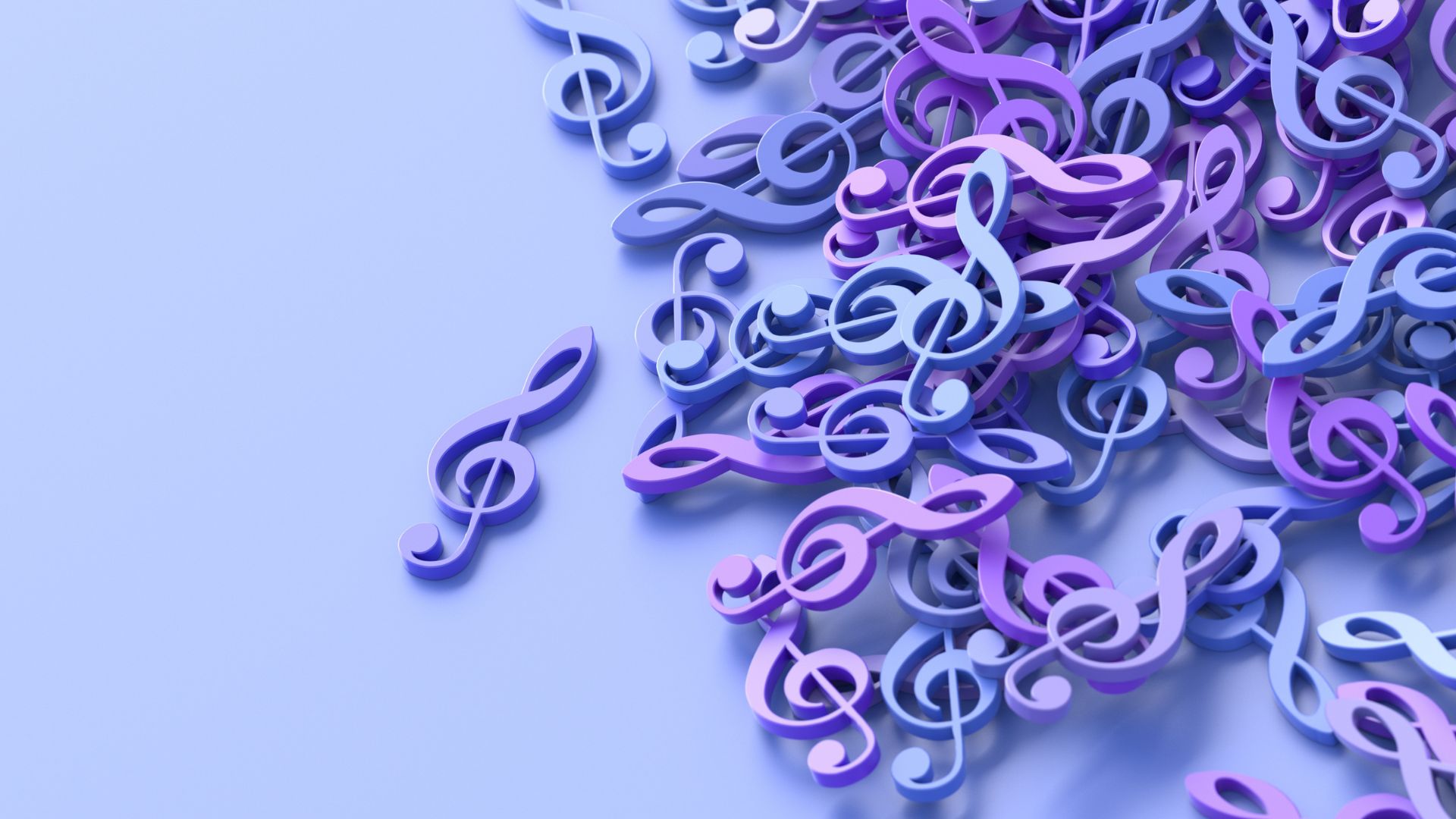 Imagem de várias notas musicais ilustrativas, nas cores azul e roxo