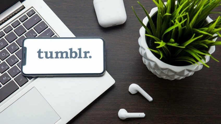 Sergey Ishkov / 123rf Celular com o logo do Tumblr na tela