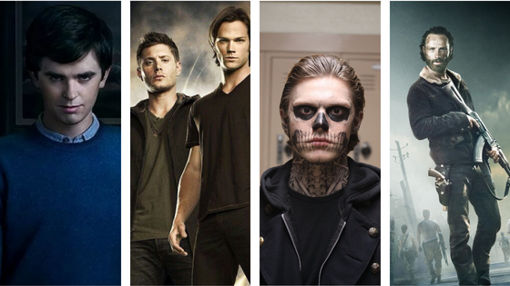 Cartaz das ´series: Bates Motel, Supernatural, American Horror Story e The Walking Dead