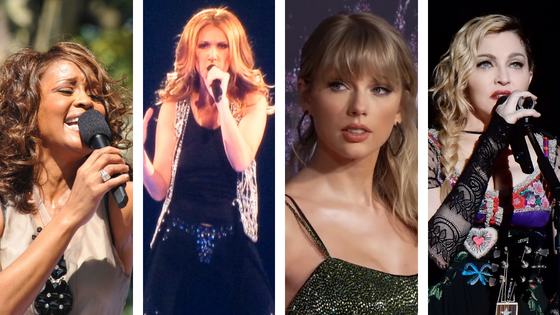 (1) Asterio Tecson (2) Anirudh Koul (3) Cosmopolitan UK (4) chrisweger Whitney Houston, Celiie Dion, Taylor Swift e Madonna