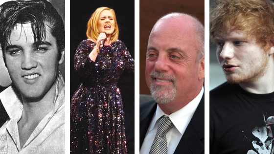 Elvis Presley, Adele, Billy Joel e Ed Sheernan