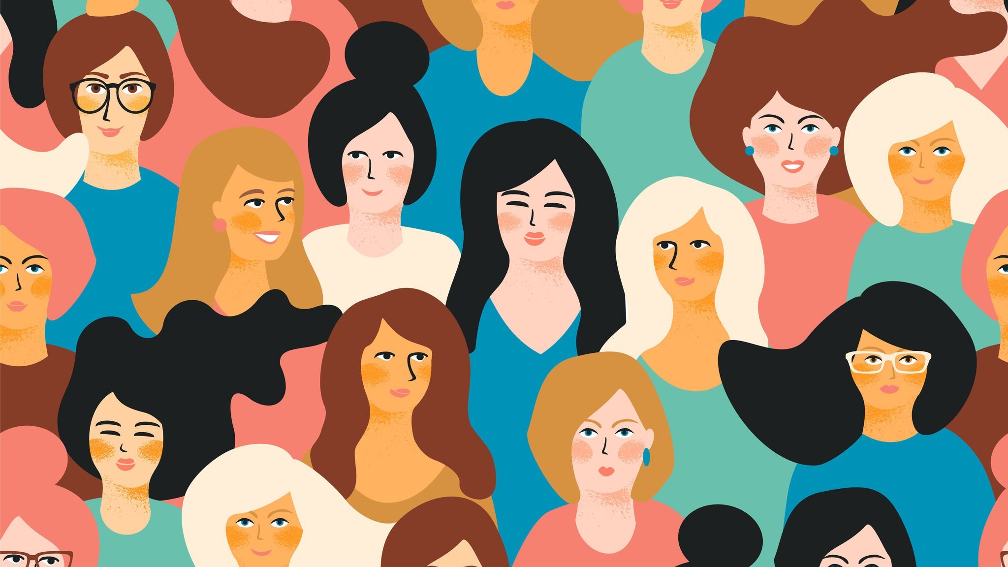 123RF/nadezdagrapes Ilustração de uma multidão de mulheres