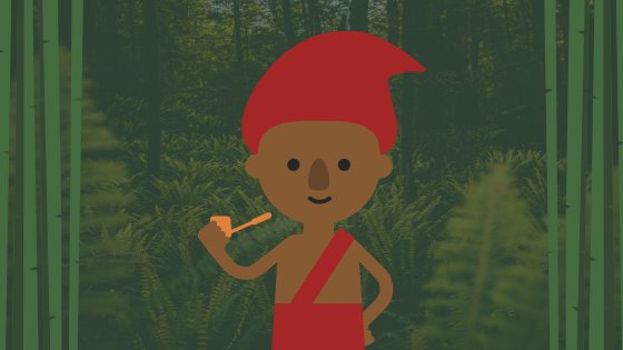 Ilustração do personagem Saci em uma floresta
