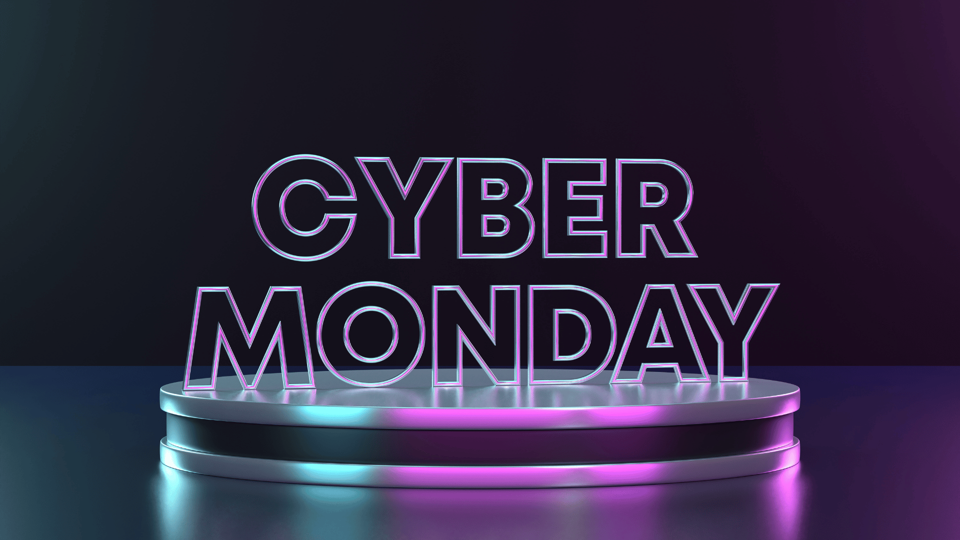 atakan de Getty Images Signature / Canva Cyber Monday escrito em luzes neon.