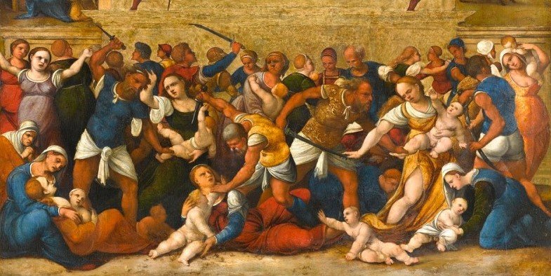 Pintura Massacre dos Inocentes de Ludovico Mazzolinio, localizada no Rijksmuseum em Amsterdã, Holanda.