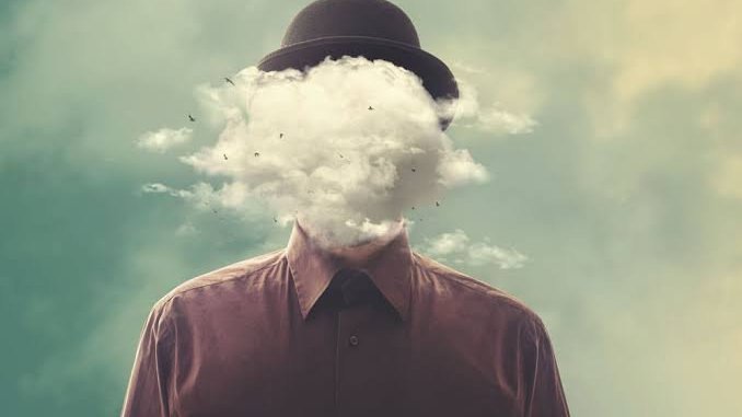 Imagem de homem com nuvem na cabeça