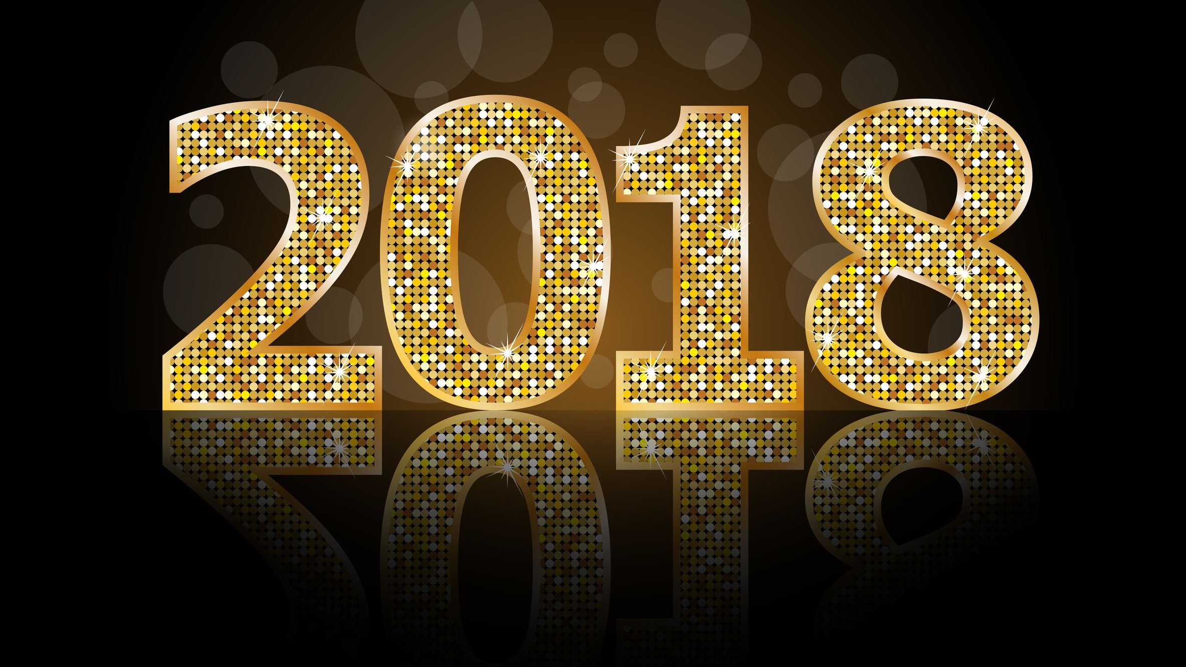123rf - ferdiperdozniy Letreiro dourado com os números 2018 com brilhos.