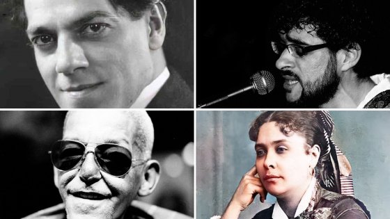Colagem com fotos de compositores brasileiros.