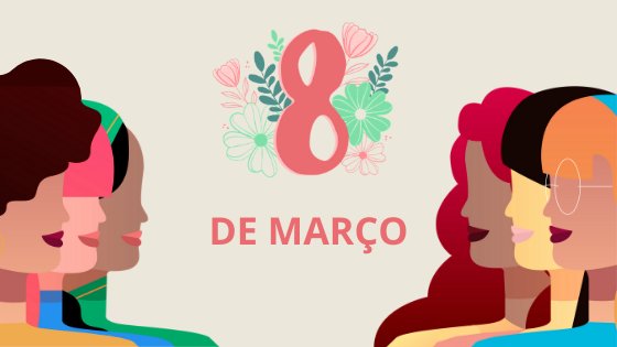 Mensagens Com Amor | Canva Ilustração de mulheres com escrito oito de março