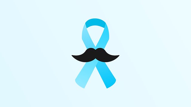 Fita azul com bigode preto na frente