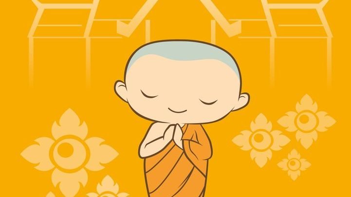 Desenho de um budista em oração