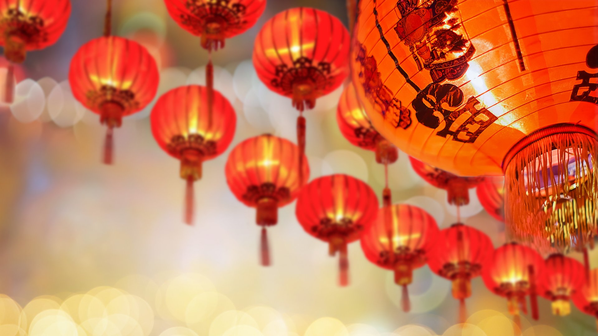 Lanternas de ano novo chinês em Chinatown