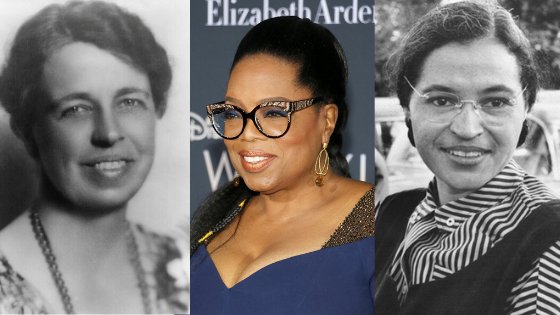 Imagens de Oprah, Eleanor Roosevelt e Rosa Parks