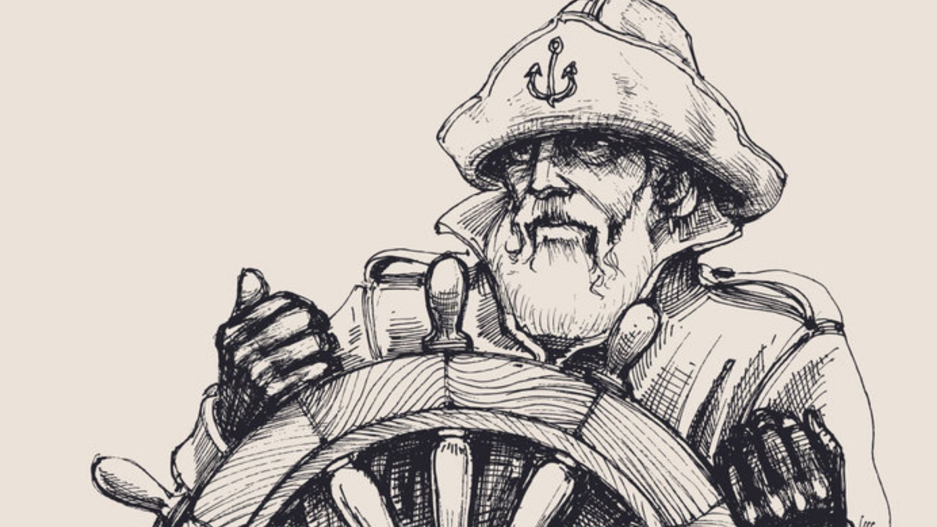 Torky / 123RF Ilustração de um marinheiro manuseando a roda do leme