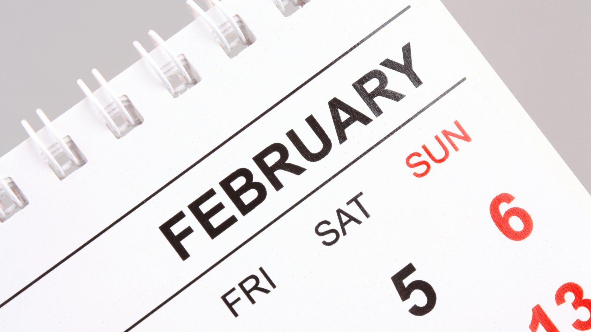 Calendário de Fevereiro em inglês
