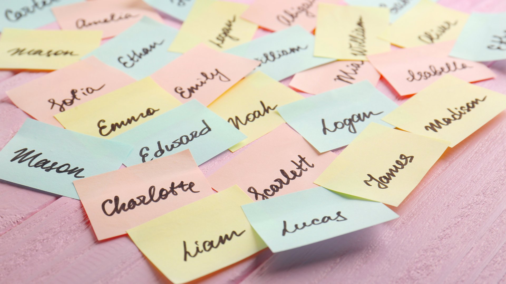 Post-its com diversos nomes