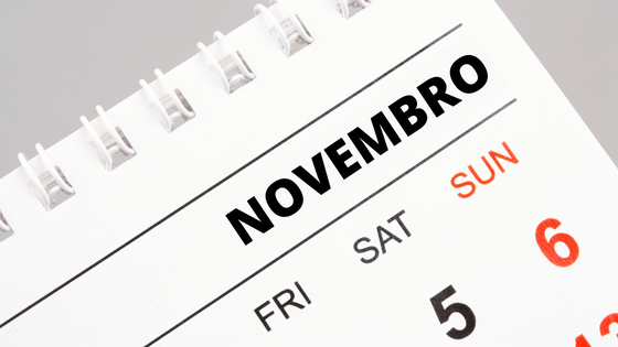 Imagem de um calendário em uma página de Novembro