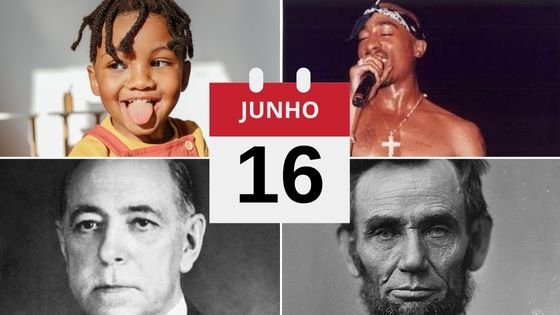 Montagem com pessoas e com fatos históricos desse dia