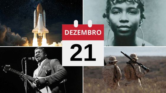 Montagem com fotos de Nave Apollo 8, Betty Wright, Albert King e Tropas Americanas.