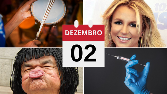 Montagem das datas marcantes do dia 02 de dezembro